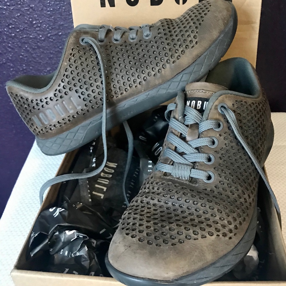 Nobull Nordic grey leather CrossFit trainers w/box